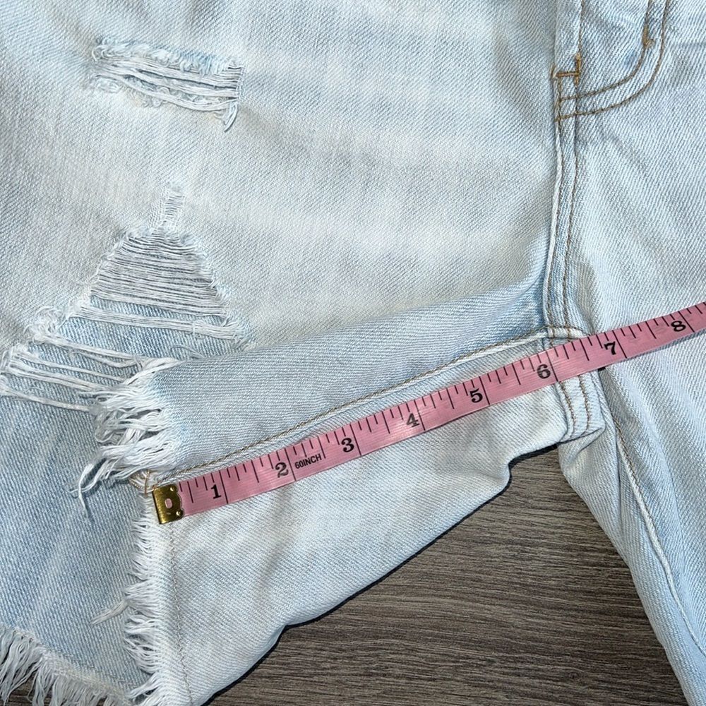 ONE TEASPOON Stevies Shorts Size 25 Long Length Light Blue Distressed Retro 90s - Picture 11 of 12